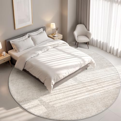 Valenrug Round Rugs 8ft, Circle Washable Area Rugs for Living Room, Beige