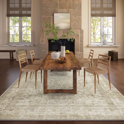 Machine Washable Rugs for Living Room: 6x9 Area Rugs for Bedroom Boho Vintage Rugs Stain Resistant Non Slip Low Pile Soft Lightweight Carpet for Kitchen Dining Room Farmhouse Nursery Kids Room