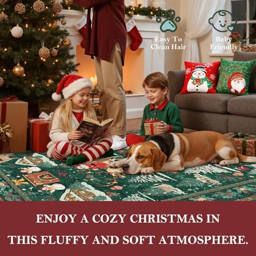 Rugxara Christmas Rug 4x6 Area Rugs for Living Room Bedroom, Green