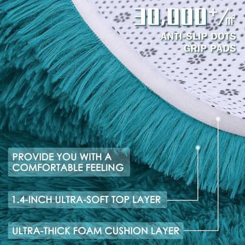 OLANLY 2x4 Machine Washable Runner Rugs for Hallway, Soft Fluffy Shaggy Bedside Rugs for Bedroom, Living Room, Indoor Floor Carpet for Kids Girls and Boys, Nursery Rooms, Home Decor Aesthetic, Teal