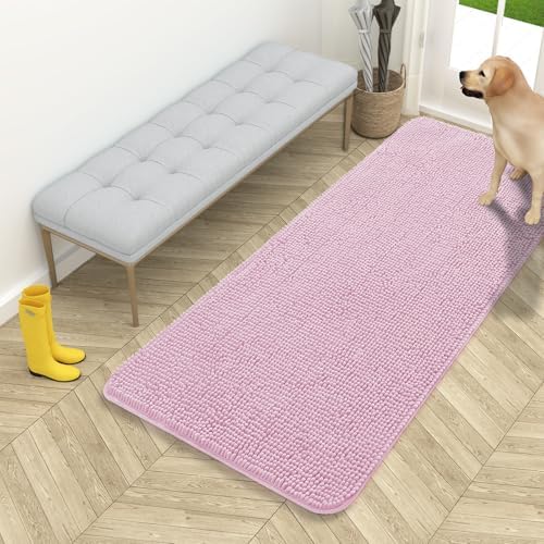 OLANLY Dog Door Mat for Muddy Paws 54x24, Super Absorbent Chenille Mud Mat