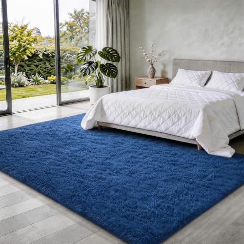 Ophanie 5x7 Blue Rugs for Living Room,Kids Rug,Playroom Navy Area Rugs for Boys Girls Teen Decor,Fluffy Fuzzy Soft Plush Shaggy Bedside Floor Bedroom Carpet for Teen with Over 99 pcs Pile fibers
