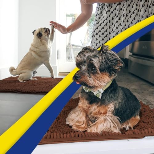 Muddy Mat® | Super Water Absorbent Door Mat Indoor, Microfiber Quick Dry Chenille Entryway Rug, Slip Resistant Front Door Mat, Indoor Mats for Entryway, Machine Washable Pet Rug, Chocolate 3ft x 3ft