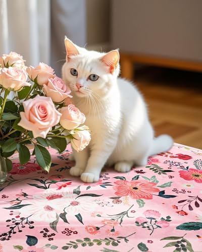 Macgace Floral Area Rug for Bedroom, Machine Washable 3x5 Pink Throw Rugs