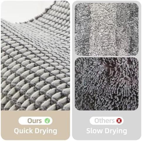 TYUU Waffle Bath Mat, Boho Bathroom Rugs Non Slip, 48x24 Grey & White