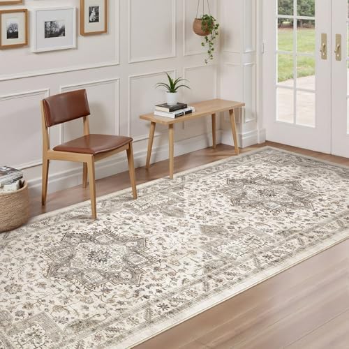 cotiled 3x8 Hallway Runner Rug for Entryway, Non-Slip Vintage, Light Brown