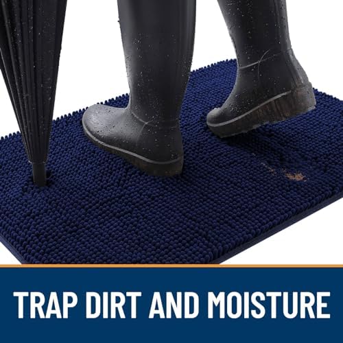 OLANLY Dog Door Mat for Muddy Paws 24x16, Super Absorbent Chenille Mud Mat