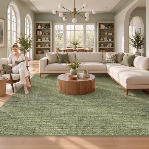 Valenrug 6x9 Area Rugs, High Low Pile Washable Rugs for Living Room, Green