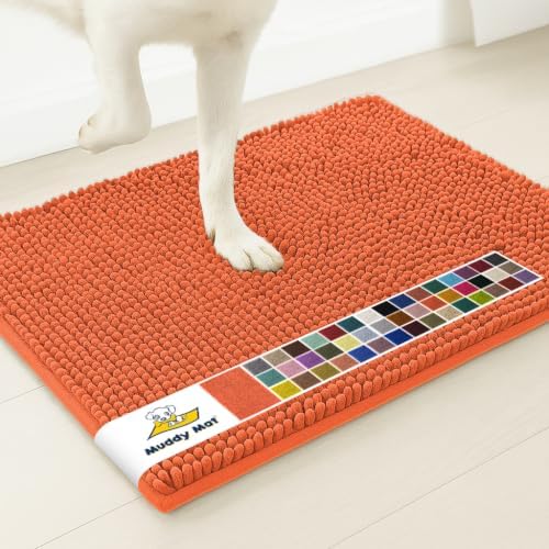 Muddy Mat® | Super Water Absorbent Door Mat Indoor, Microfiber Quick Dry Chenille Entryway Rug, Slip Resistant Front Door Mat, Indoor Mats for Entryway, Machine Washable Pet Rug, Coral 28" x 48"