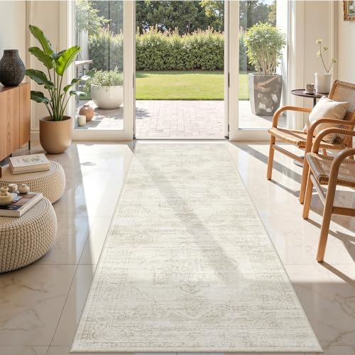2'6 x 8' Runner Rug Non Slip,Washable Kitchen Rugs,Beige