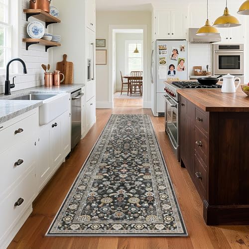 Washable Runners for Hallways Kitchen Rug: 2'x10' Runner Rugs Stain Resistant Non Slip Low Pile Boho Carpet Runners for Hallways Bedroom Entryway Indoor Beside Bathroom Laundry Room