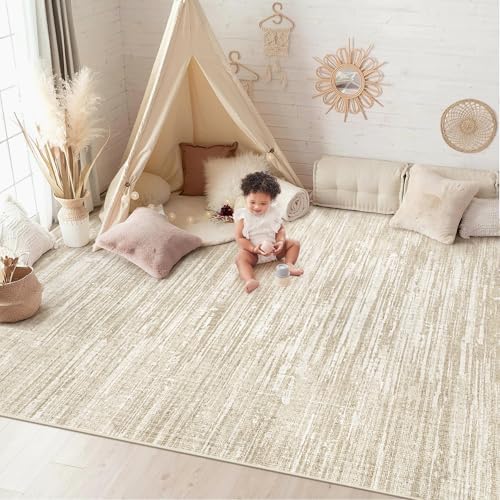 6x9 Area Rugs for Living Room: Washable Moroccan Geometric Boho Rug Farmhouse Non Slip Stain Resistant Large Rug Low Pile Soft Carpet for Bedroom Dining Room Home Office Children Room (Camel,6'x9')