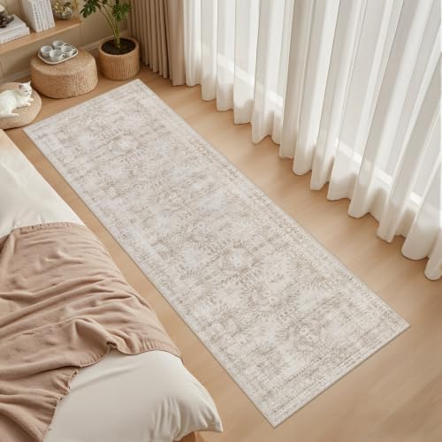 3x10 Hallway Washable Runner Rug: Neutral Kitchen Carpet Brown