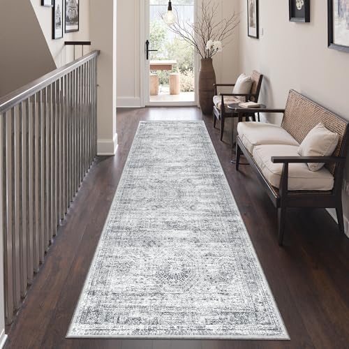 2x7 Runner Rug Non Slip,Washable Hallway Runner Rug,Grey