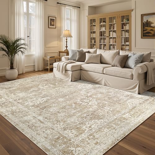 Madane 5x7 Area Rugs for Living Room,Washable Neutral Soft Rug Beige/Brown