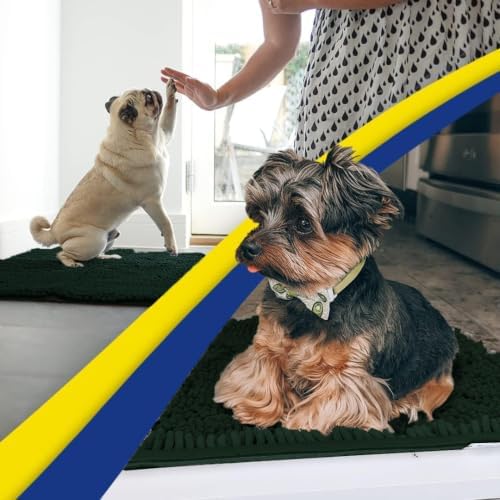 Muddy Mat® | Super Water Absorbent Door Mat Indoor, Microfiber Quick Dry Chenille Entryway Rug,Slip Resistant Front Door Mat,Indoor Mats for Entryway,Machine Washable Pet Rug, Hunter Green 36" x 72"