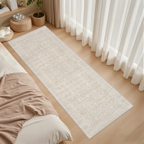 3x10 Hallway Washable Runner Rug: Kitchen Carpet Natural Beige