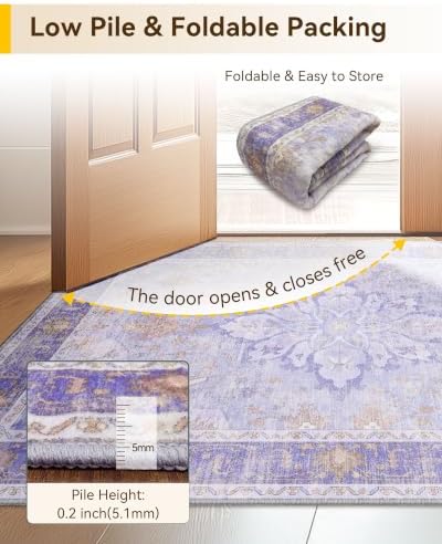 RELEANY Washable Area Rug, Runner 3'x10', Purple