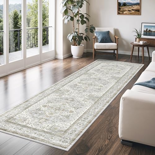 Runner Rug 2'x8' Washable Vintage Rugs for Hallway,Vintage Kitchen Rug Blue