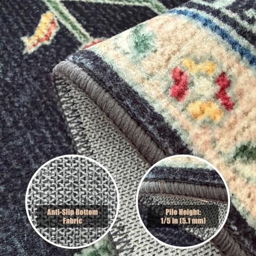 YARNSCAPE 4' x 6' Machine Washable Area Rug, Non-Slip Low-Pile Carpet