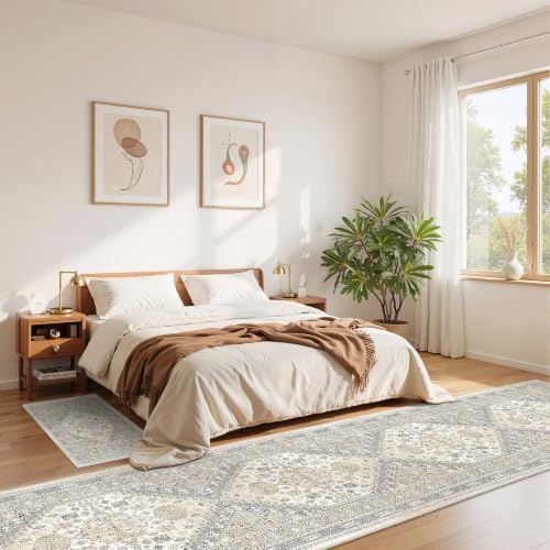 zesthome 2x10 Runner Rug Non Slip,Washable Hallway Runner Rug,Beige