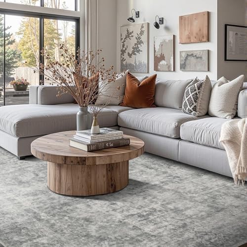 Rugxara Grey 8x10 Area Rugs for Living Room Bedroom Large Washable Rug