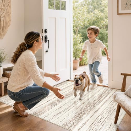 Nakagishi Boho 4x6 Area Rug Living Room Rugs Machine Washable Brown