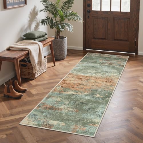 BEIMO 2x5 Runner Rug for Hallway, Dusty Sage Washable Abstract Rug