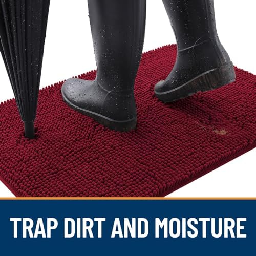 OLANLY Dog Door Mat for Muddy Paws 40x24, Super Absorbent Chenille Mud Mat