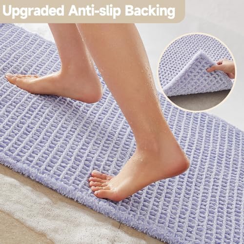 TYUU Waffle Bath Mat, Cute Bathroom Rugs Non Slip, 30x20 Lavender Cream