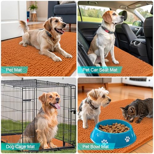 OLANLY Dog Door Mat for Muddy Paws 47x32, Super Absorbent Chenille Mud Mat