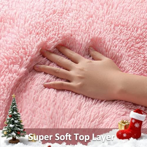 Ophanie Pink Area Rugs for Bedroom Girls, 6x9 Kids Fluffy Fuzzy Furry Shag Carpet, Plush Soft Cute Baby Shaggy Bedside Indoor Floor Rug for Teen Dorm Decor, Nursery with Over 99 pcs Pile fibers