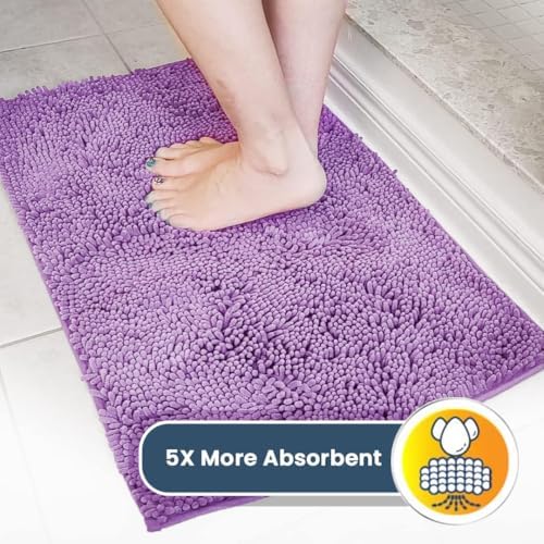 Muddy Mat® | Super Water Absorbent Door Mat Indoor, Microfiber Quick Dry Chenille Entryway Rug, Slip Resistant Front Door Mat, Indoor Mats for Entryway, Machine Washable Pet Rug, Purple 18"x28"