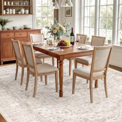 SameBed 8x10 Area Rug Living Room, Vintage Washable Carpet Neutral Beige