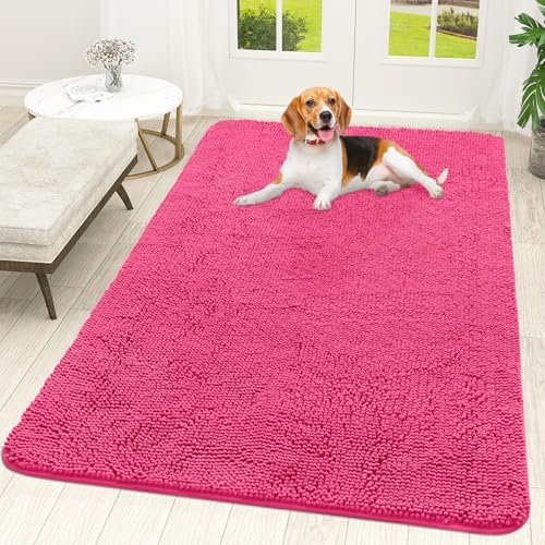 OLANLY Dog Door Mat for Muddy Paws 59x35, Super Absorbent Chenille Mud Mat