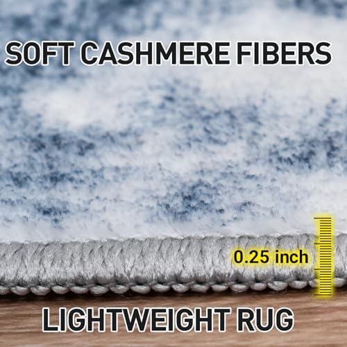 4x6 Area Rugs for Living Room: Washable Abstract Blue White Bedroom Carpet