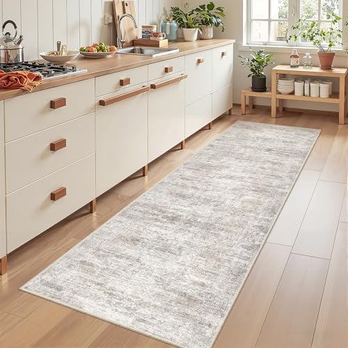 2'6 x 8' Runner Rug Non Slip,Washable Kitchen Rugs,Taupe