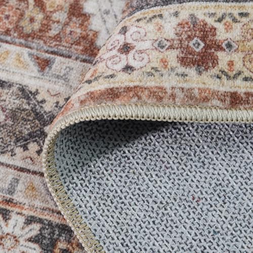 12x15 Area Rug Washable Vintage: Non Slip Living Room Large Rugs Brick