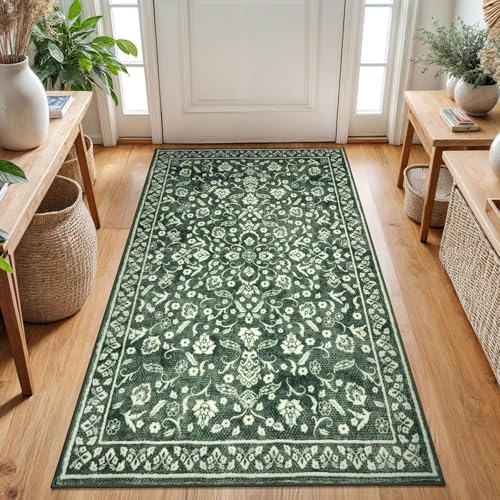 Vintage Washable Rugs for Entryway 3x5 Area Rug Non Slip Door Mat