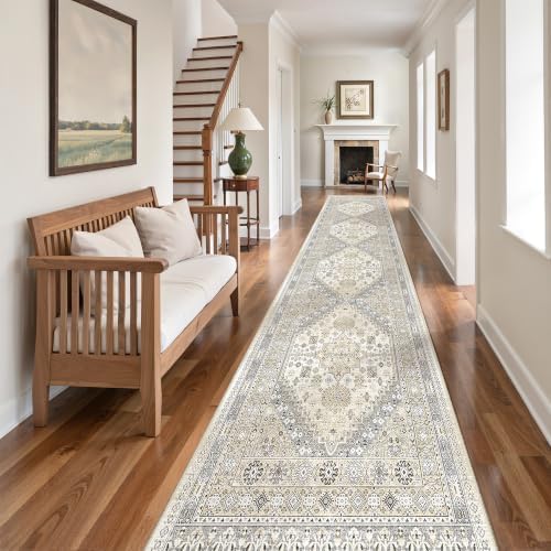 zesthome 2x10 Runner Rug Non Slip,Washable Hallway Runner Rug,Beige
