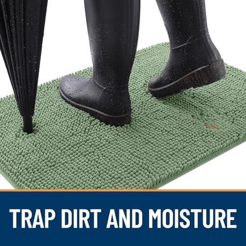 OLANLY Dog Door Mat for Muddy Paws 50x30, Super Absorbent Chenille Mud Mat