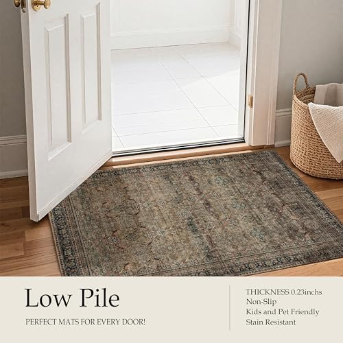 Ruaruarug Washable Area Rug 5×7 for Living Room, Ultra Soft, Vintage Brown
