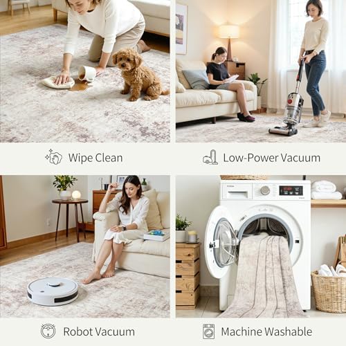 9x12 Area Rugs for Living Room Large Washable Abstract Rug Beige Grey