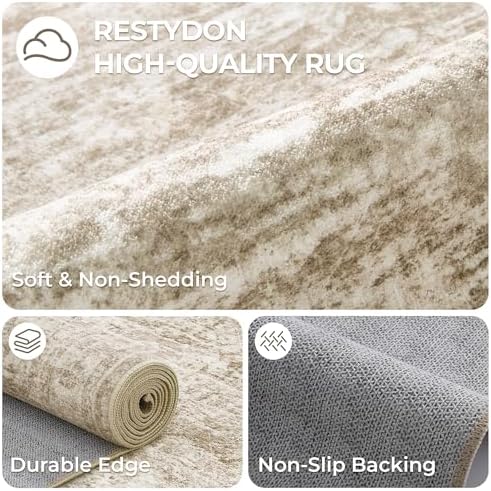 4x10 Runner Rug Non Slip,Washable Hallway Runner Rug,Brown