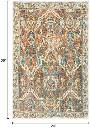 Keen Home Design Vintage Washable Entryway Rug, Non-Slip Low Pile, 2x3