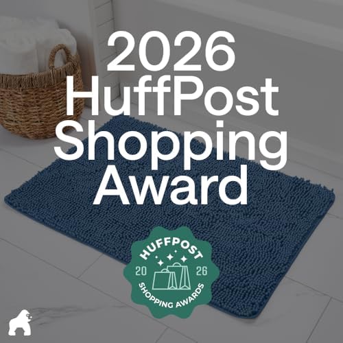 GORILLA GRIP Bath Rug Mat for Bathroom, Absorbent Chenille, 60x24 Blue