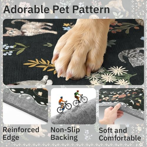 Soalmost 2x3 Dog Rugs for Entryway, Washable Door Mat Animal Soft Rug Black