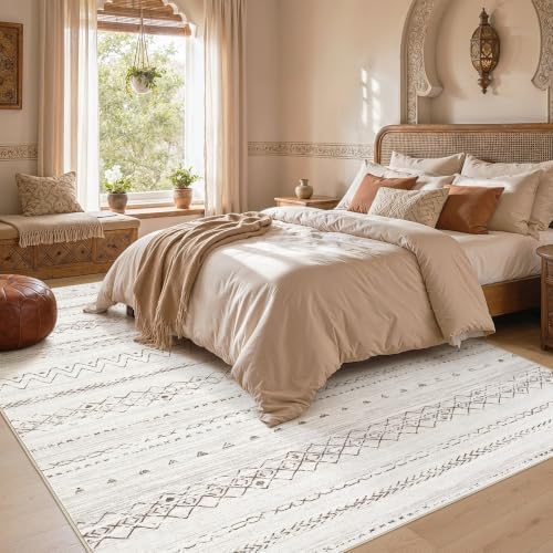 cotiled Boho 7x9 Area Rug for Living Room: Large Moroccan Washable Rug