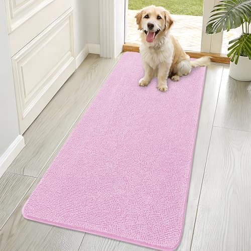 OLANLY Dog Door Mat for Muddy Paws 70x32, Super Absorbent Chenille Mud Mat
