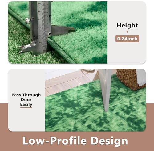 4x6 Tie-dye Green Area Rug Non-Slip Washable Soft for Bedroom Living Room
